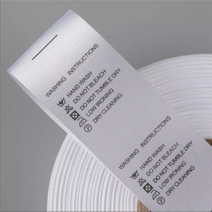 Custom Logo Garment care Label 100% Polyester Printed Satin Ribbon Wash Care Contents Labels