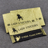 Good Quality Gold Metallic Yarn Woven Label Lady Shirt Neck Labels 