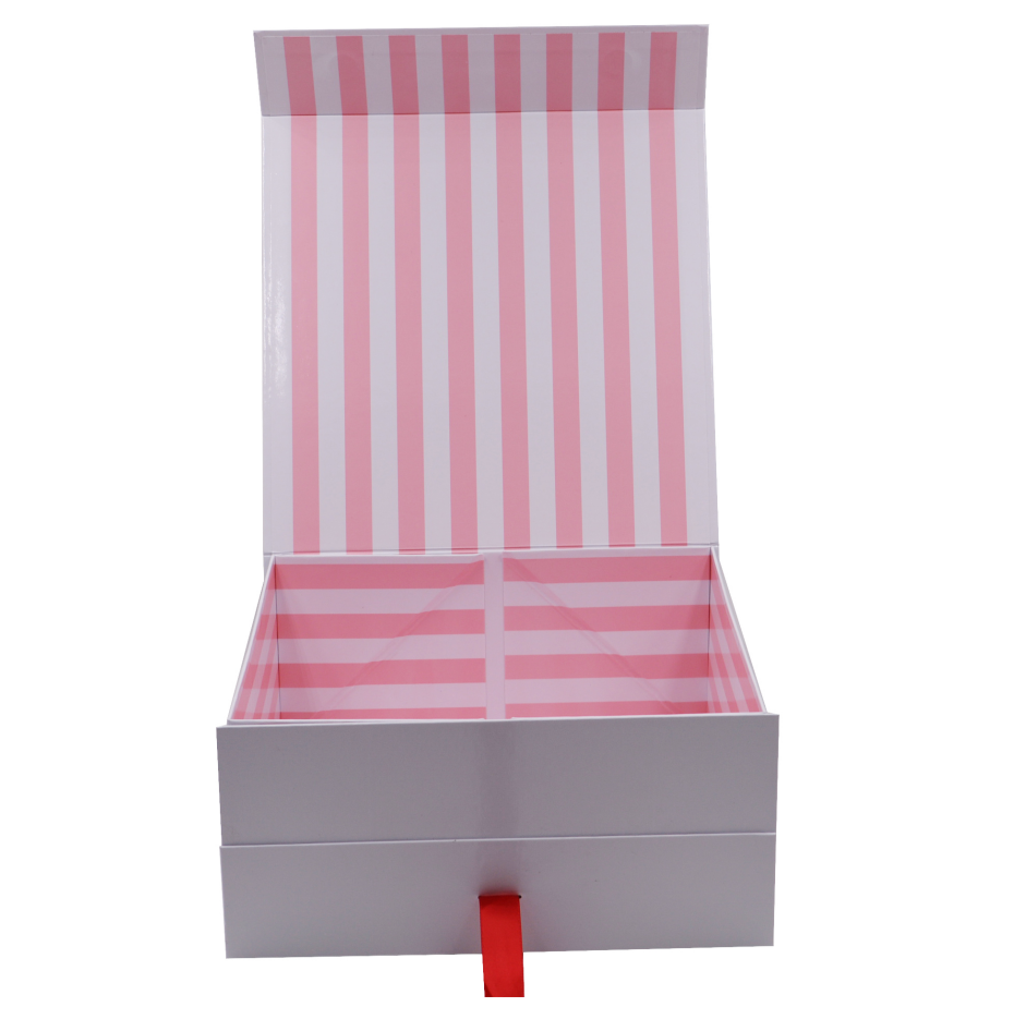 Custom Logo Luxury Cardboard Magnetic Folding Gift Box With Ribbon