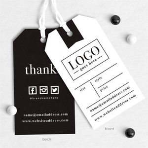 Fashion Custom Luxury Silk Screen Printing Cardboard Custom Logo String Hang Tag For Clothing Hangtags