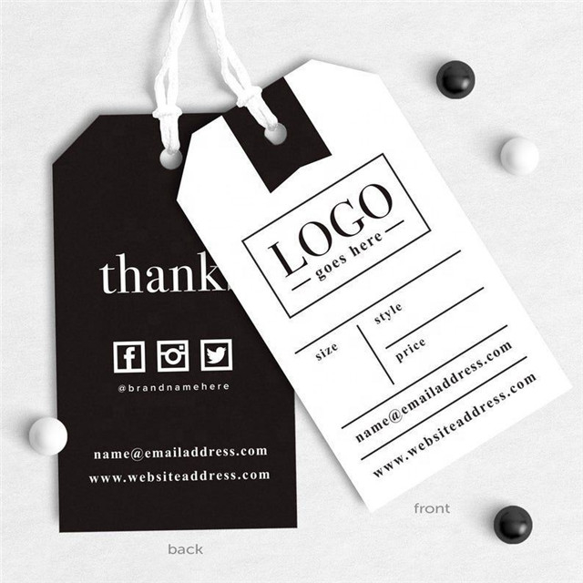 Fashion Custom Luxury Silk Screen Printing Cardboard Custom Logo String Hang Tag For Clothing Hangtags
