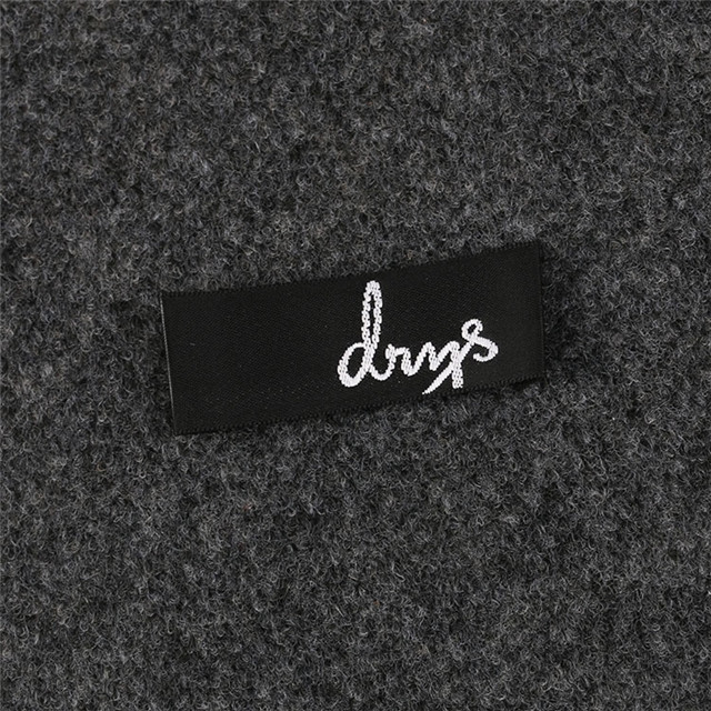 New Style Black Color Silk Printing White Logo Soft Satin Garment Woven Label