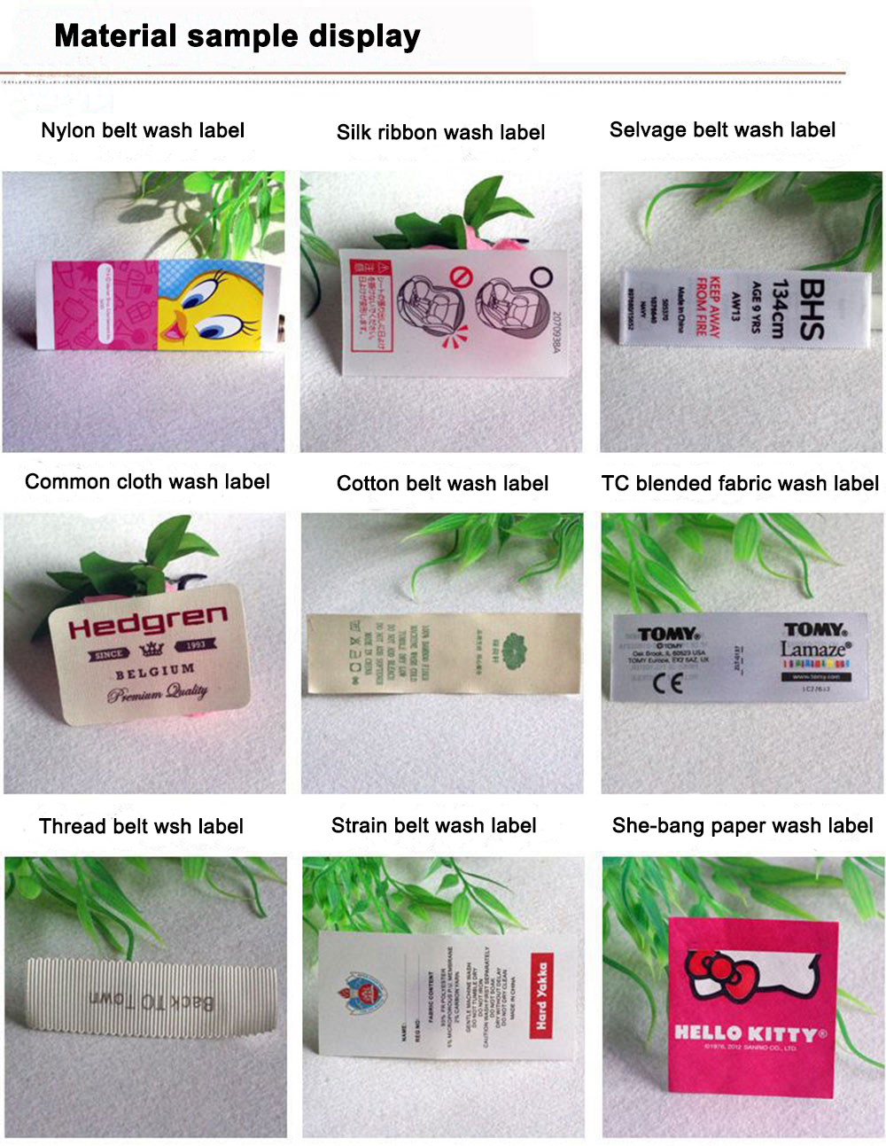 Material sample display