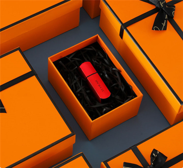 Orange Gift Box with Bow Knot Gift Box Custom Heaven And Earth Cover Gift Box