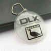  New Plastic PVC Waterproof Swing Tags Clear Lucency PVC Hang Tag with Feather inside 