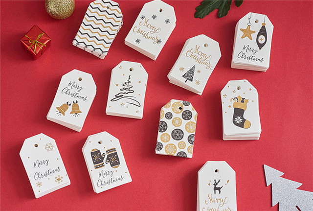 New Style Gold Stamping Hangtags Merry Christmas Creative DIY Bookmark Card